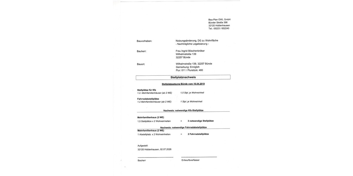 Stellplätze Potthoff